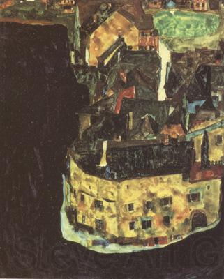 Egon Schiele City on the Blue River II (mk12) Norge oil painting art
